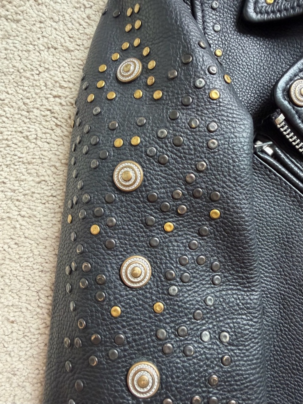 Scotch & Soda Studded Leather Moto Jacket Black Size XS - Picture 6 of 7